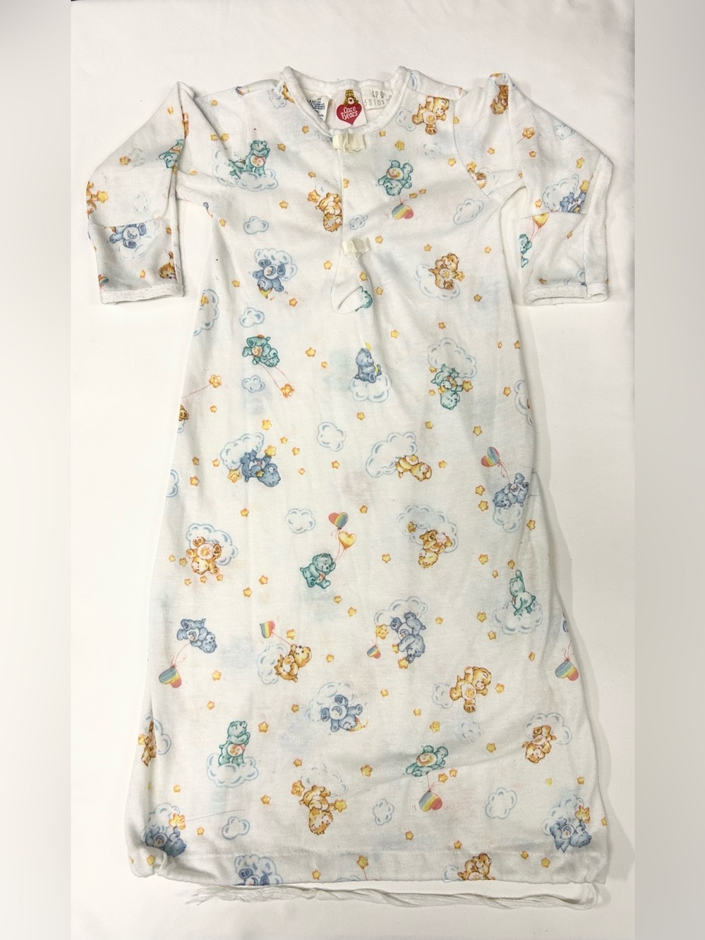 Care Bear - Vintage 1983 Infant Layette Gown - White Care Bear Print